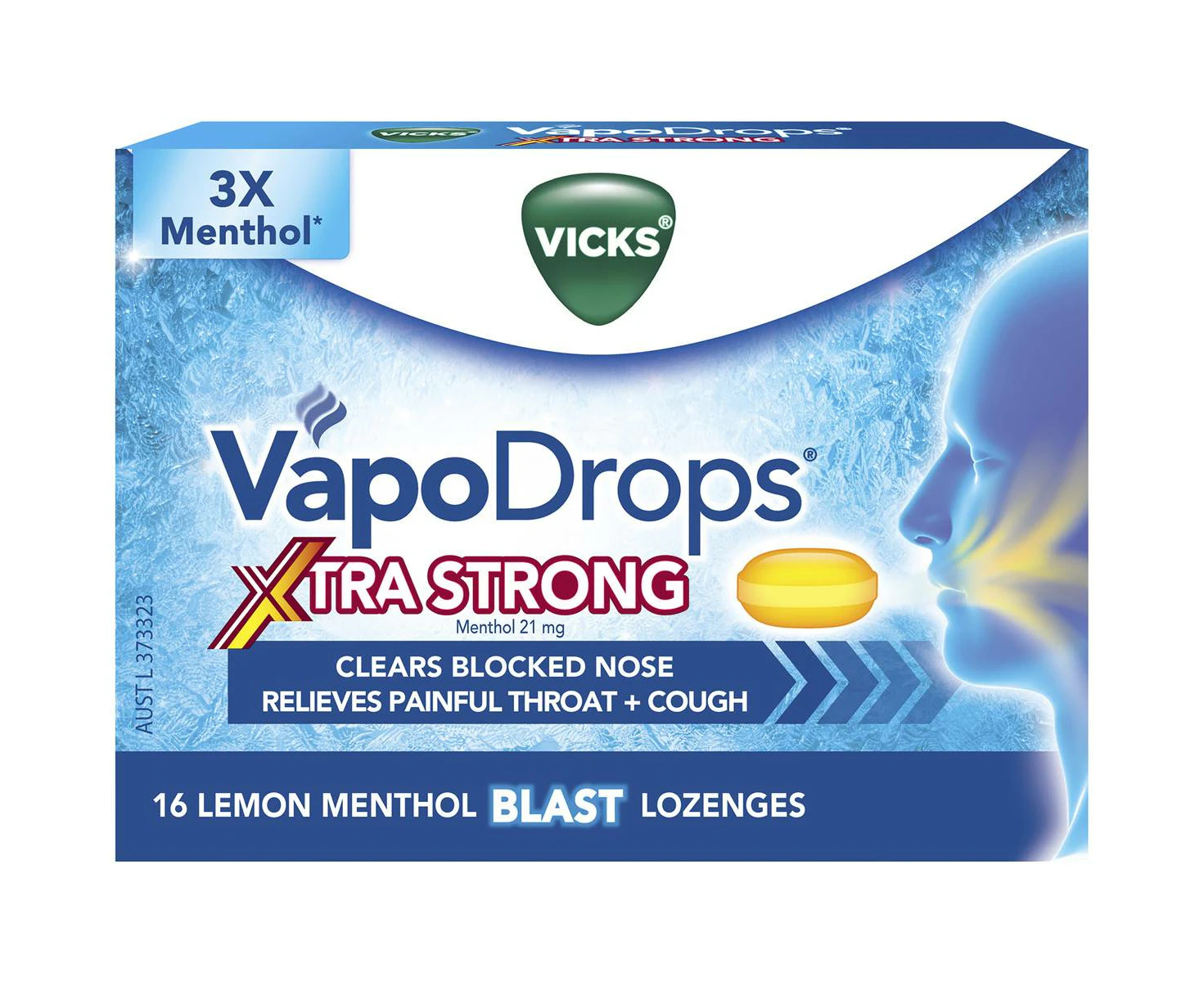 Vicks Vapodrops Xtra Strong Lemon Menthol Blast 16PK