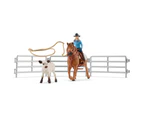 9pc Schleich Cowgirl Team Roping Fun Action Figure Kids/Children Toy Play Set 3+