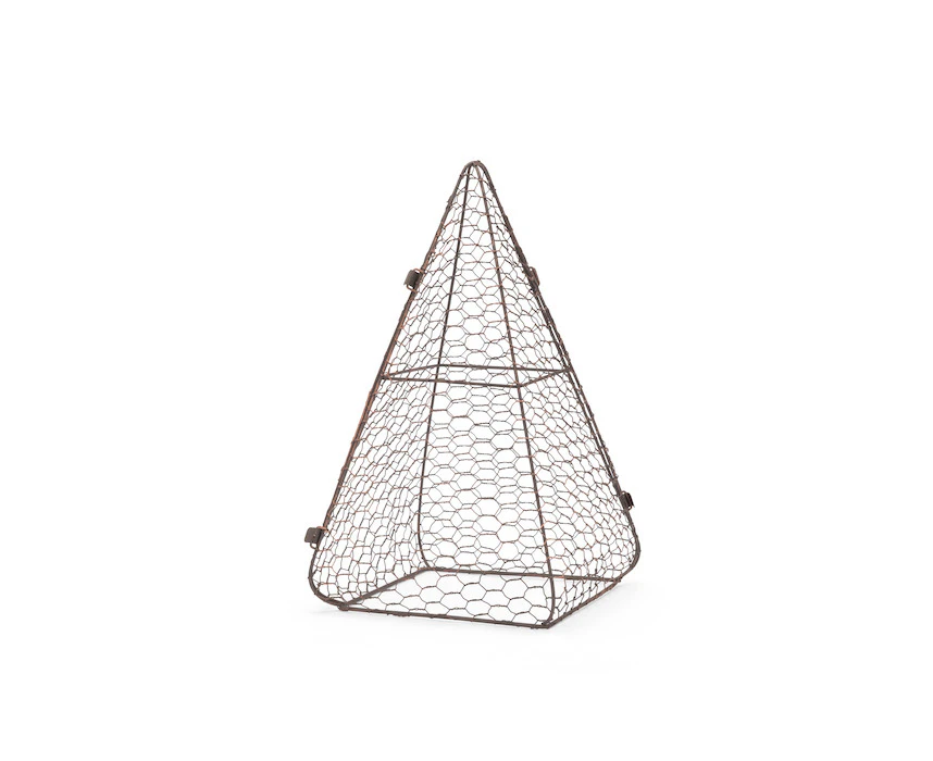 Triangular Metal Cloche Outdoor Plant Protector Large Garden Decor Brushed Brown