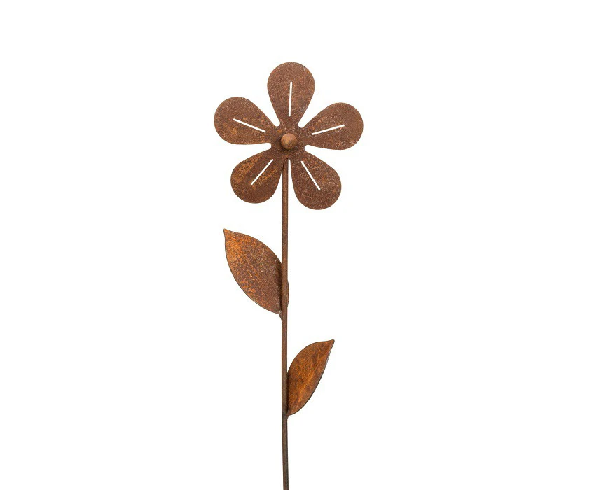 Simple Flower 60cm Metal Rust Outdoor Ornament Yard/Patio Garden Decor Brown