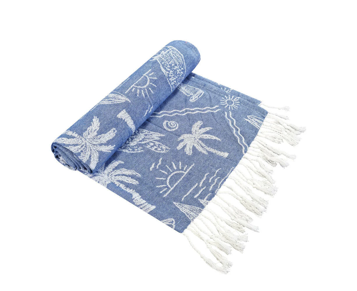 J.Elliot Home Aussie Turkish Towel 90x180cm Dusty Blue & White Home Decor