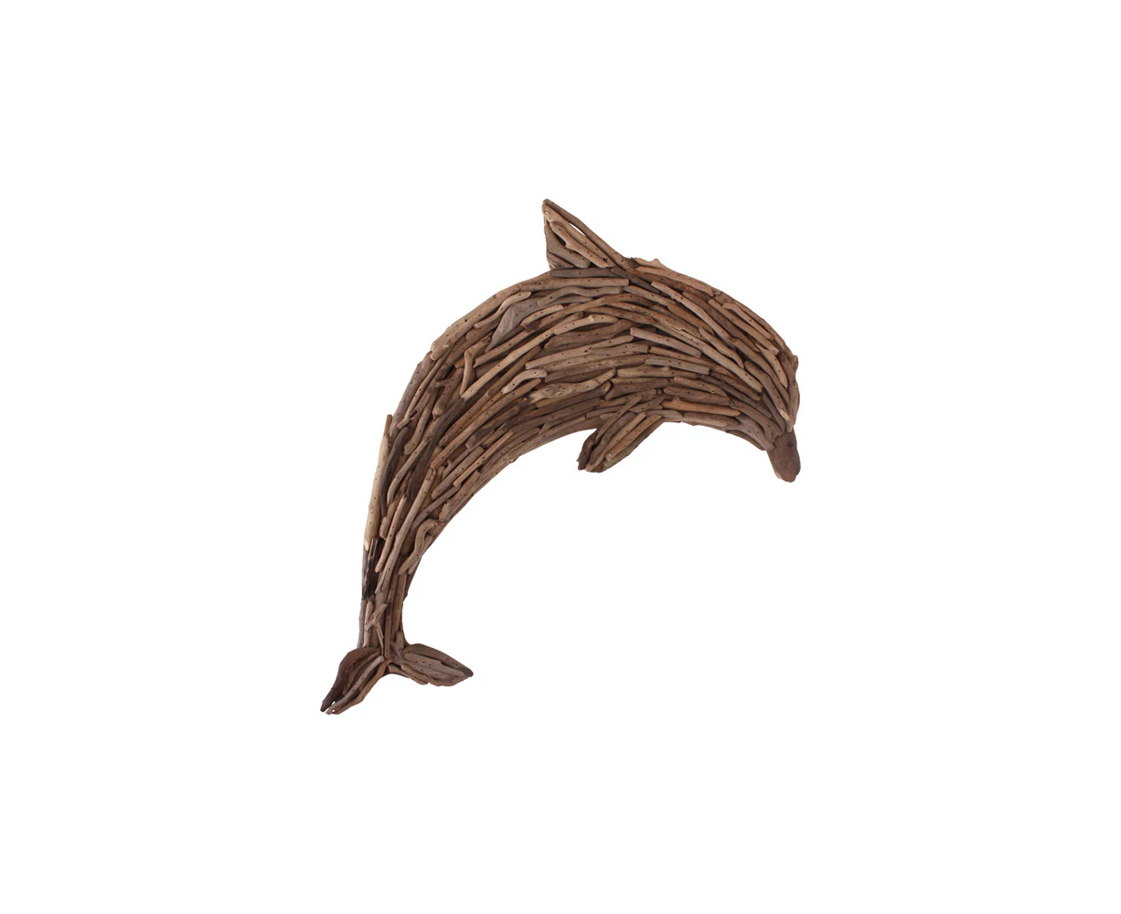 Darlin Driftwood 66x46cm Dolphin Wall Art Hanging Home/Room Decor Display Brown