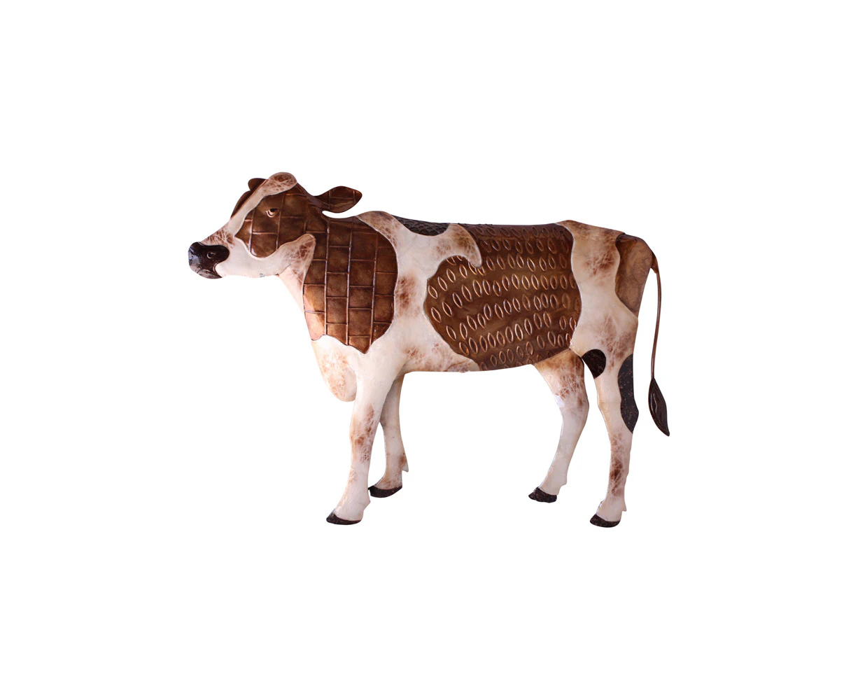 Darlin Capiz/Metal 42x29cm Cow Wall Art Hanging Home Decor Display Brown/White