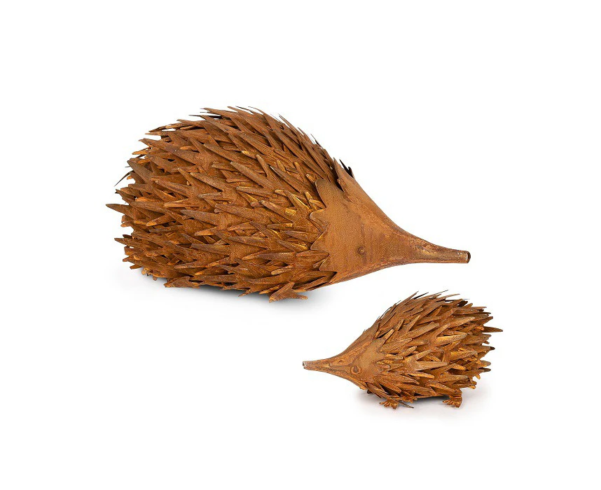 2pc Garden Metal 13/25cm Echidna Animal Sculpture Ornament Outdoor Decor Set