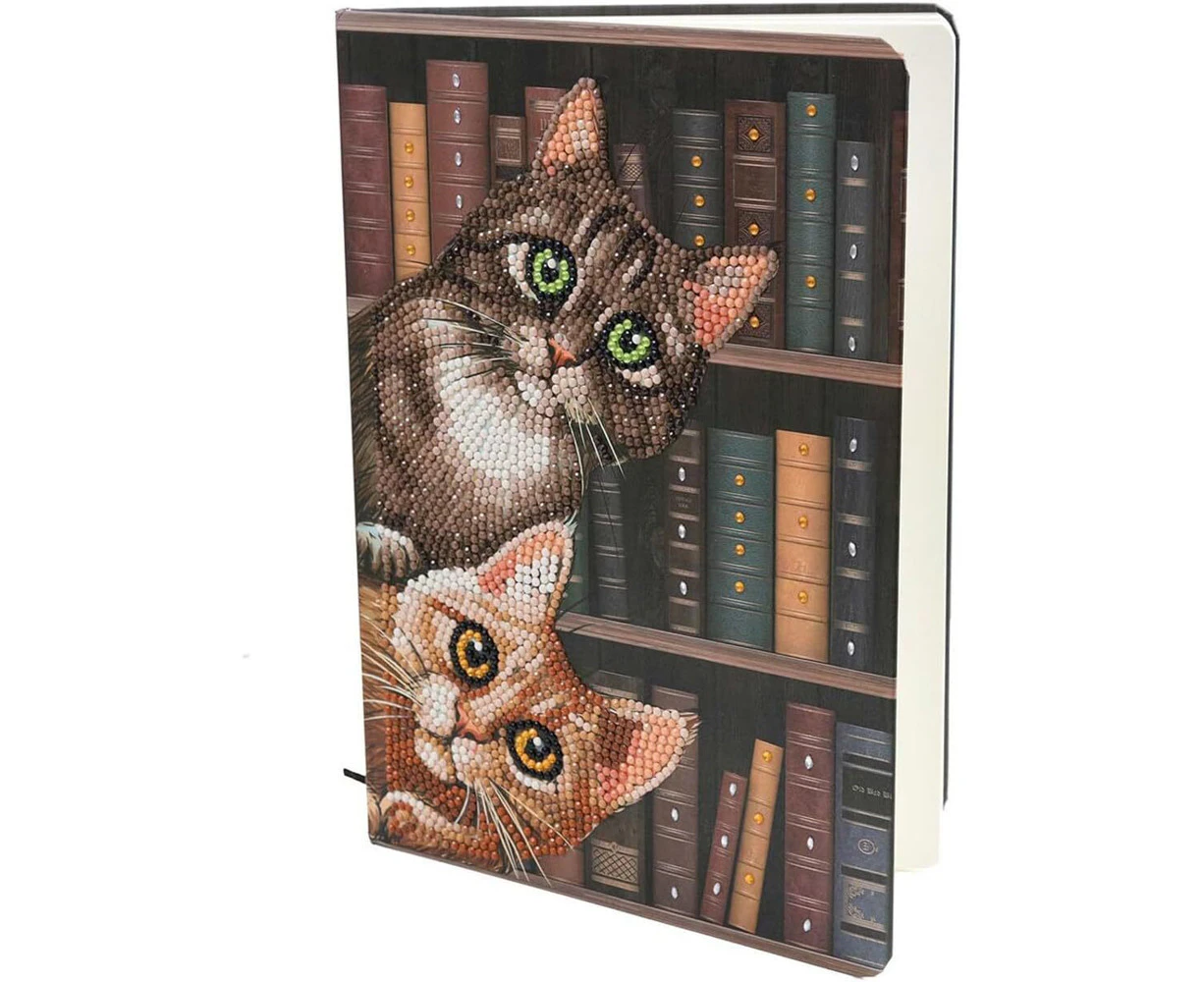 Craft Buddy Crystal Art Notebook 50-Pages Cats In The Library 18x26cm 8y+