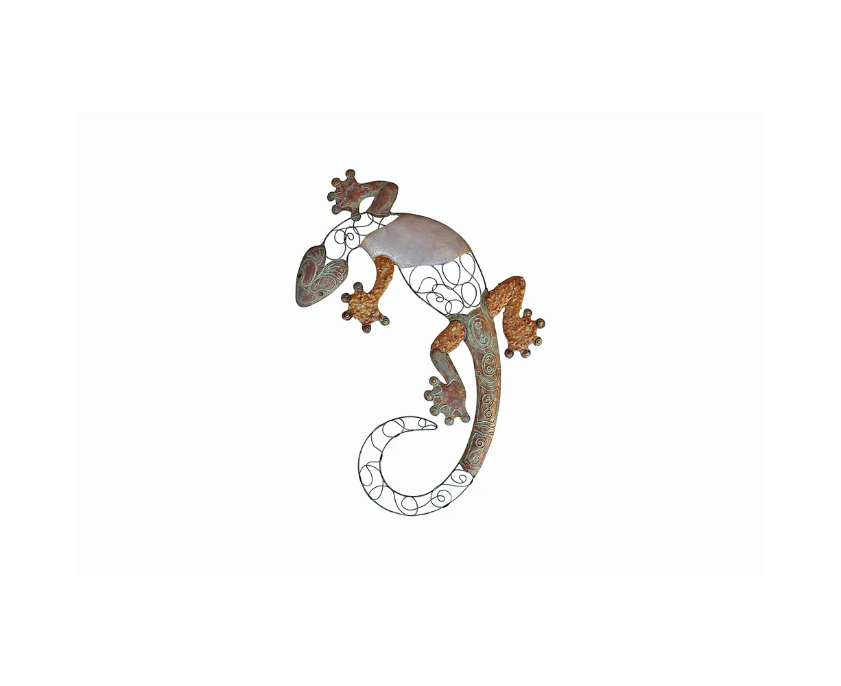 Darlin Capiz/Wire 29x49cm Gecko Wall Art Hanging Home/Office Decor Display Brown