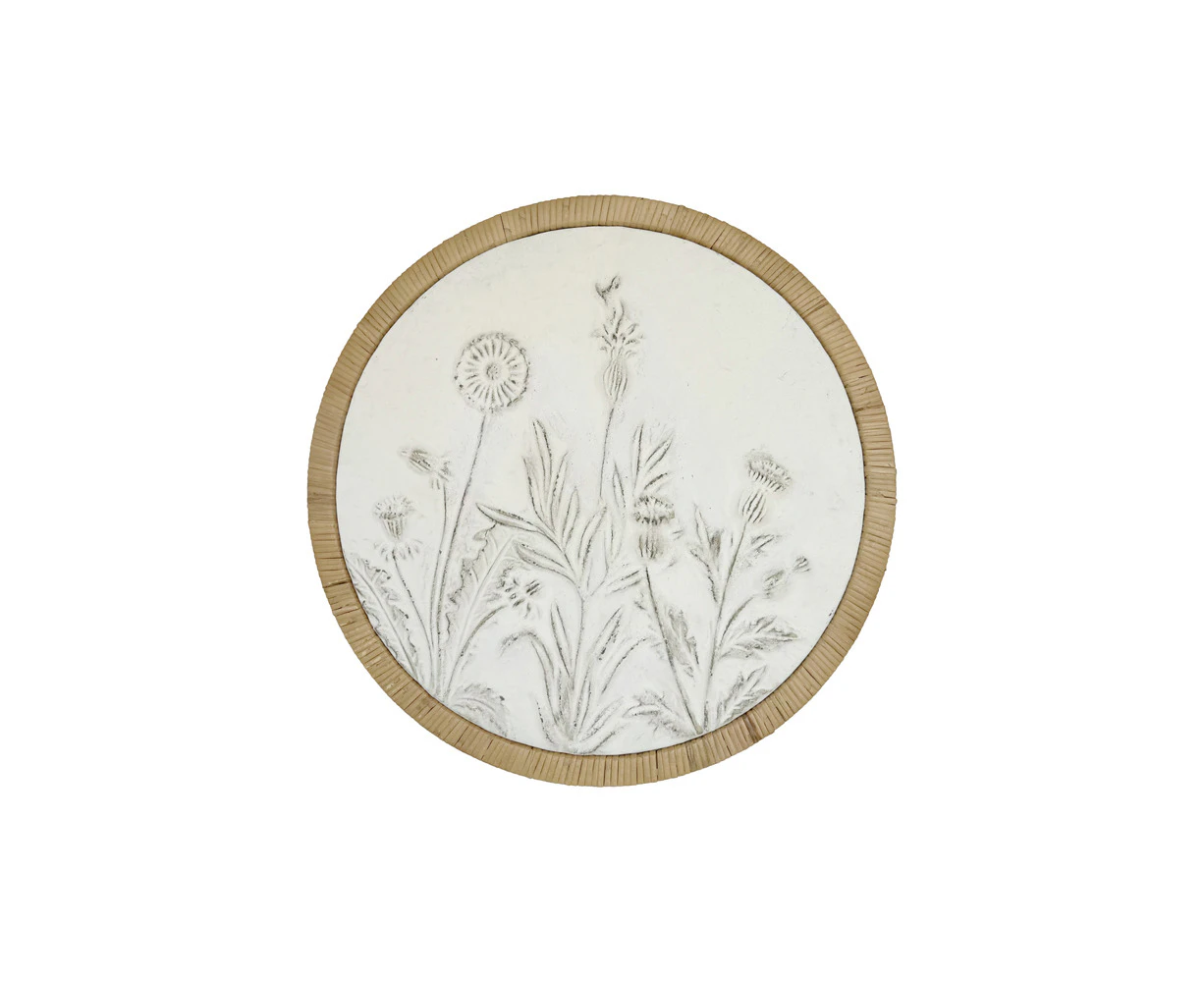 Darlin Wildflowers V1 Metal/Rattan Hanging Wall Art Round Home Decor 64x64cm