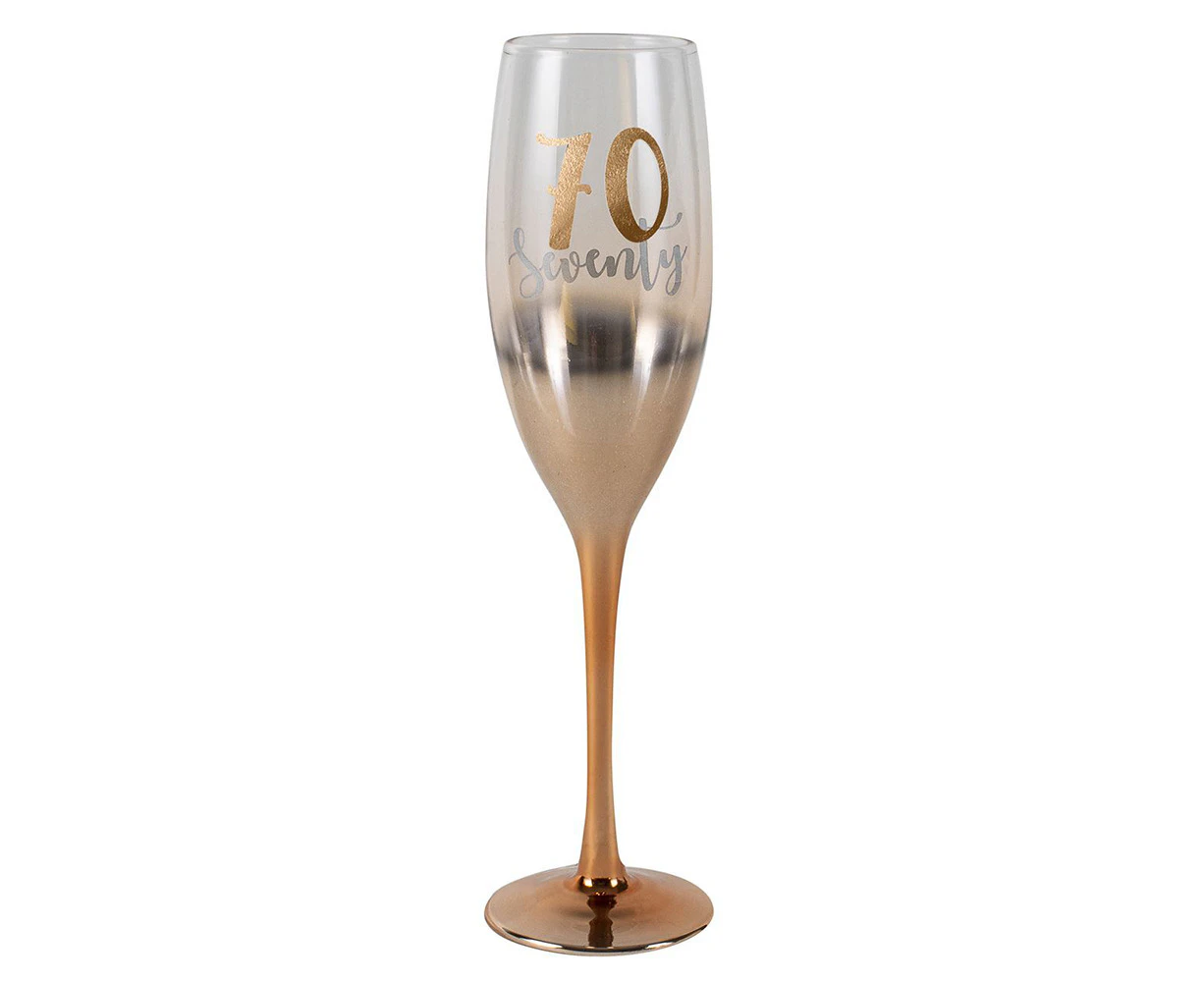 Birthday 70th Champagne/Alcohol Beverage Rose Gold Ombre 150ml Drinking Glass