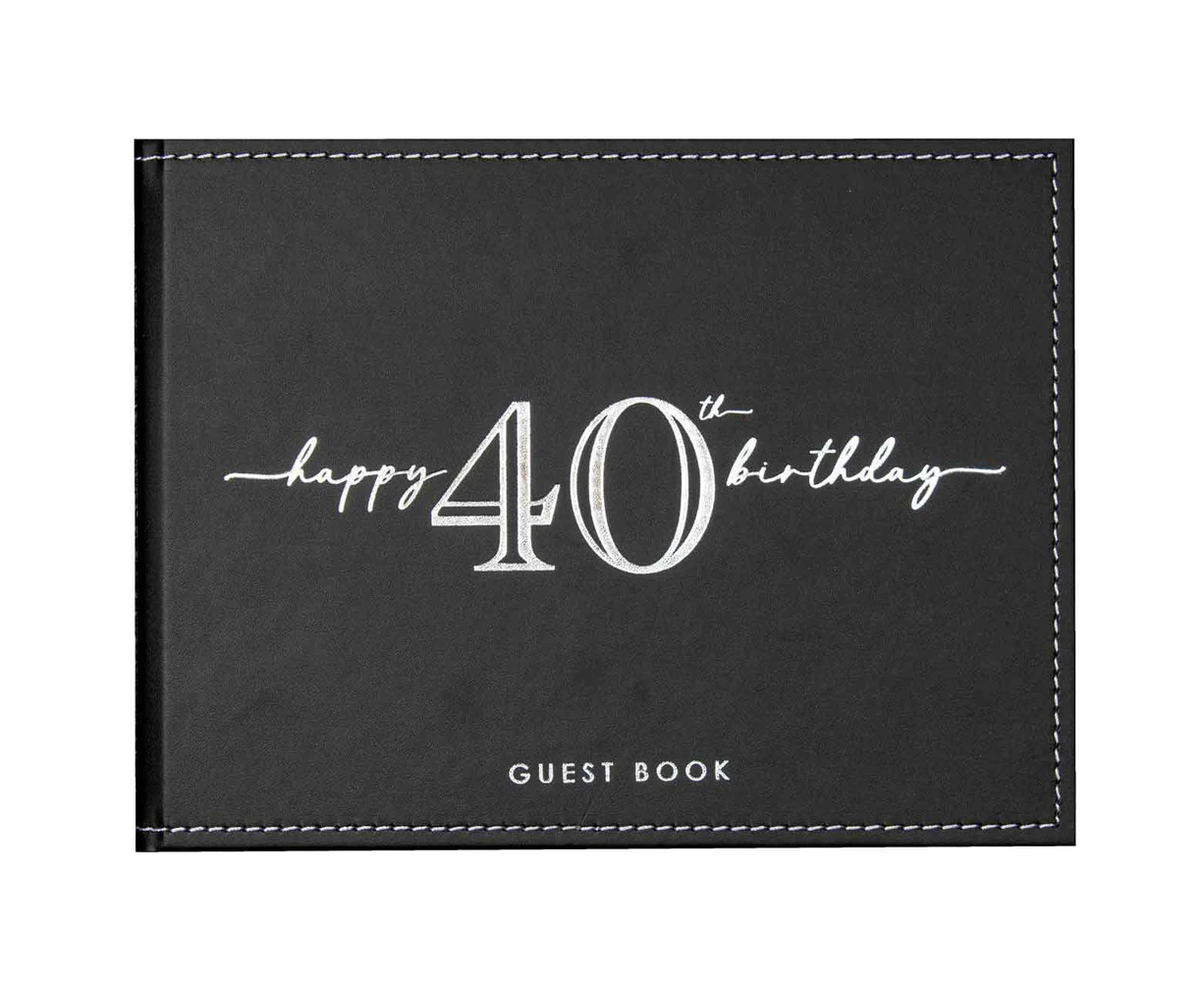 Guest Book Vinyl 40th Birthday Party Signature Pad Novelty Keepsake Black 23cm