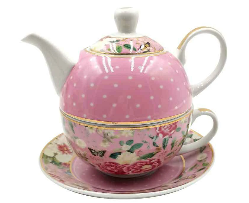 Floral Garden Pink Decorative Tea For One Matching Saucer/Cup Set 350ml/450ml