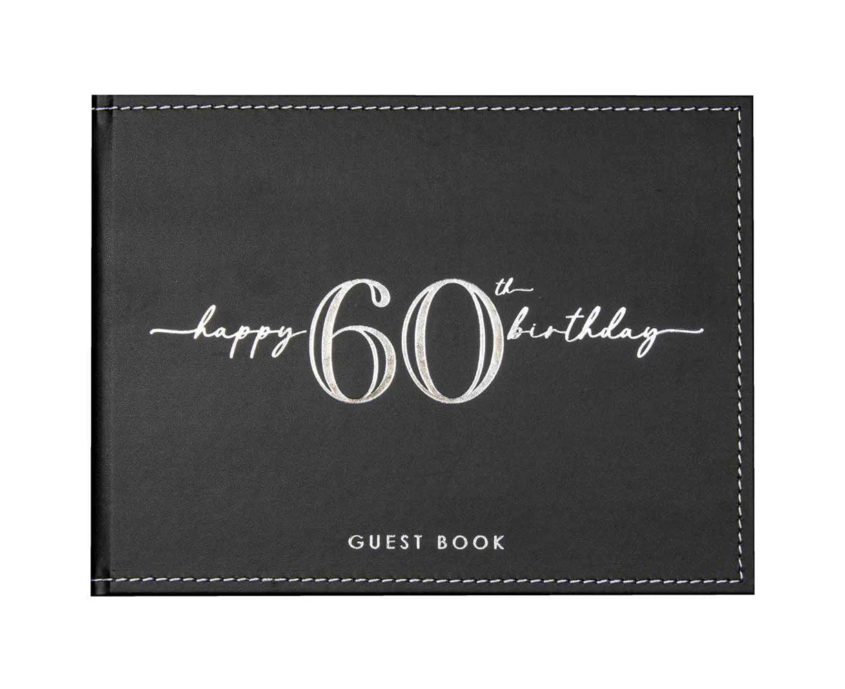 Guest Book Vinyl 60th Birthday Party Signature Pad Novelty Keepsake Black 23cm