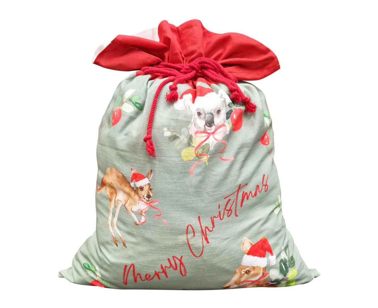 J.Elliot Home Outback Christmas Santa Sack 60x80cm Mint Multicolour Home Decor