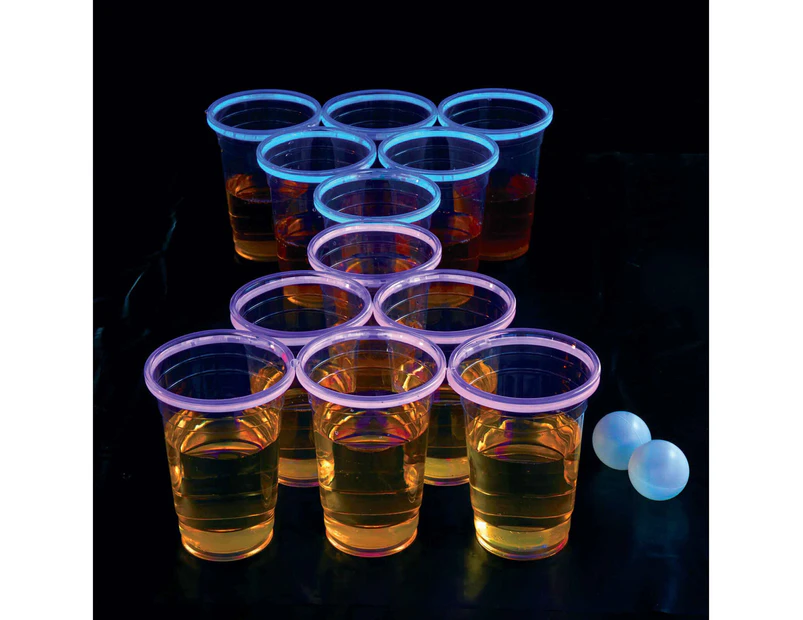 Glowing Beer Pong Plastic Drink Cups Adult Bucks/Hens Game Night Party Gift 18+