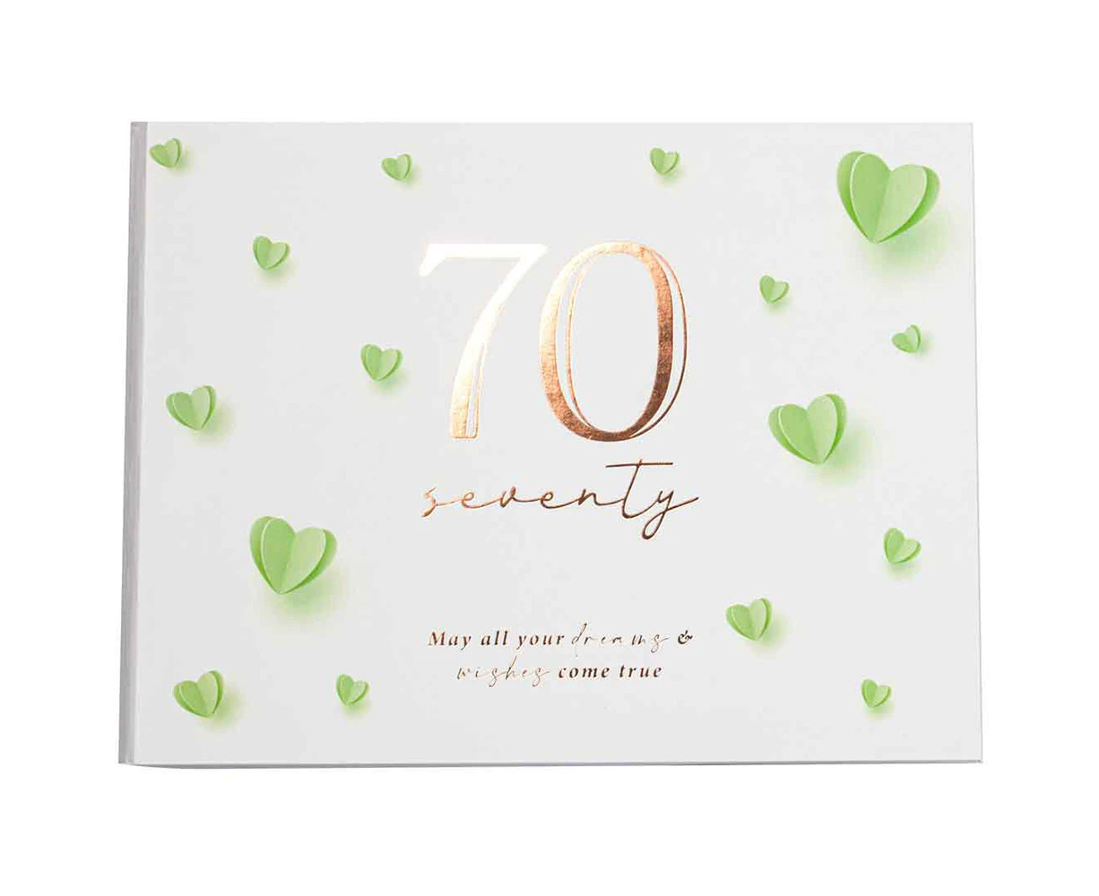 70th Heart Guest Book 23x18cm Novelty/Keepsake Birthday Party Signature Pad