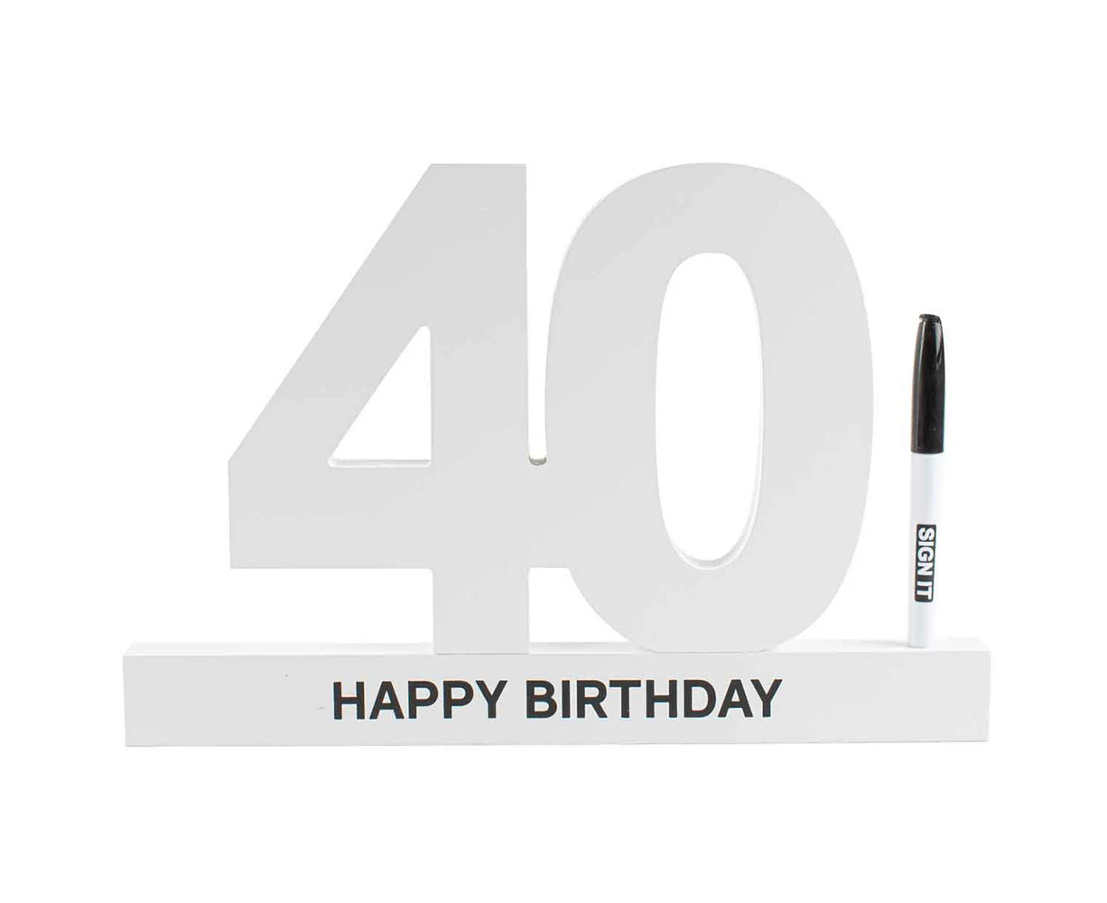 40th Birthday Signature Block White Birthday Celebration Message Party Statue