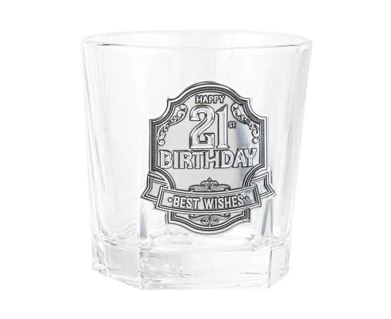 21st Badge Whisky Drinking Glass Scotch/Bourbon Cup Birthday Gift Clear 260ml