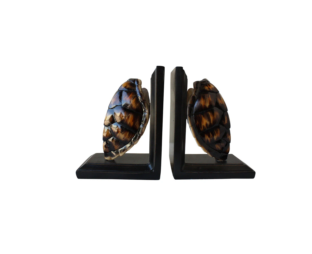 Darlin Toni Faux Turtle Shell Book Ends Resin Brown/Black Home Decor 17x27cm