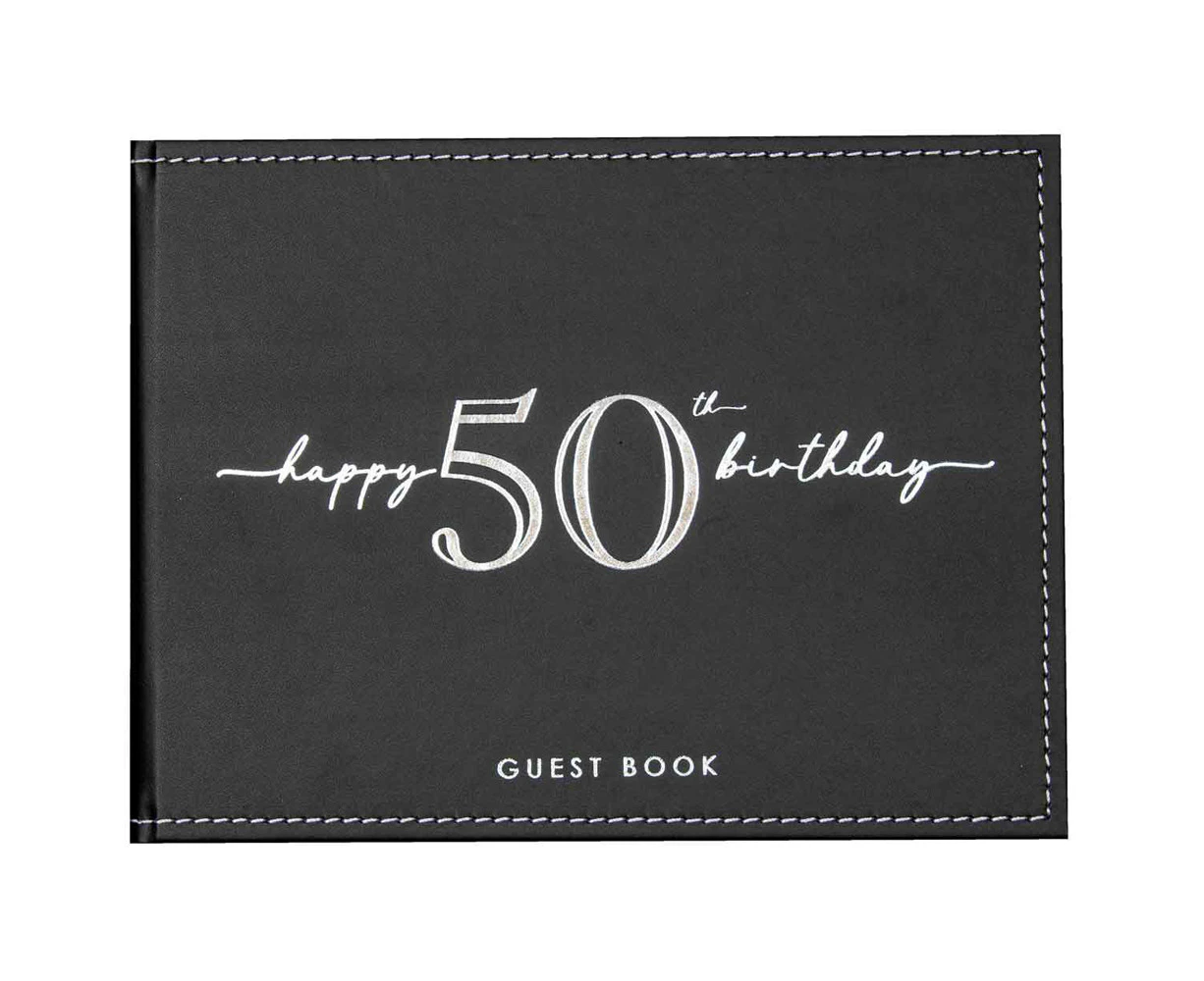 Guest Book Vinyl 50th Birthday Party Signature Pad Novelty Keepsake Black 23cm