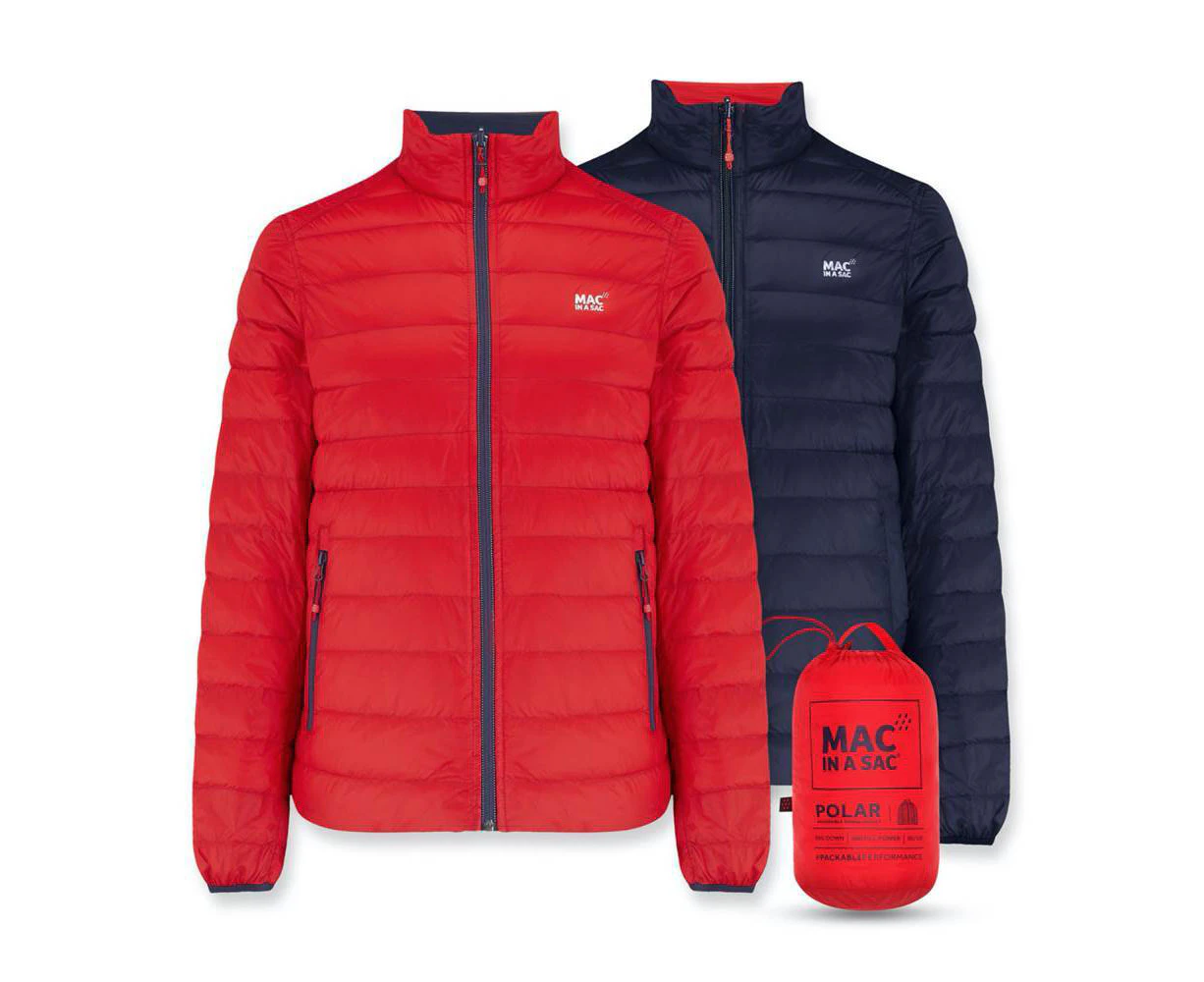 Mac In A Sac Packable Adult Mens Polar Duck Down Reversible Jacket Red/Navy - Red/Navy