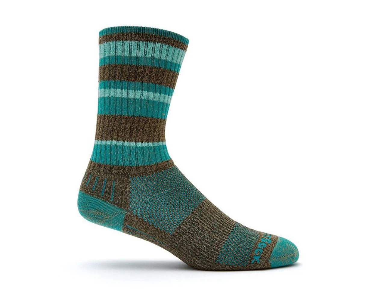 Wrightsock Adventure Crew Length Brown/Teal Unisex Outdoor Hiking/Trail Socks - Brown/Teal