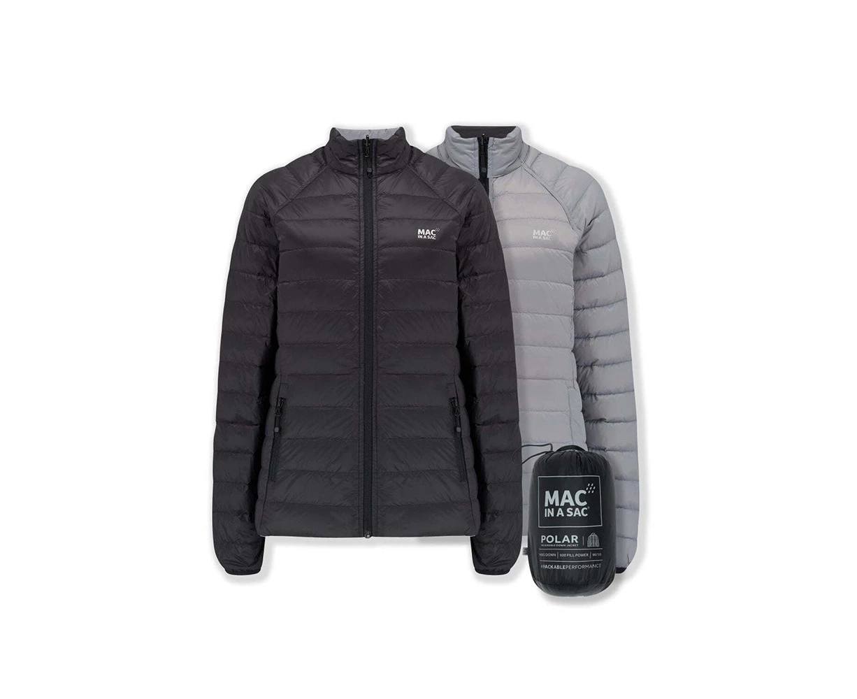 Mac In A Sac Packable Adults Ladies Polar Down Reversible Jacket Black/Grey - Black/Grey