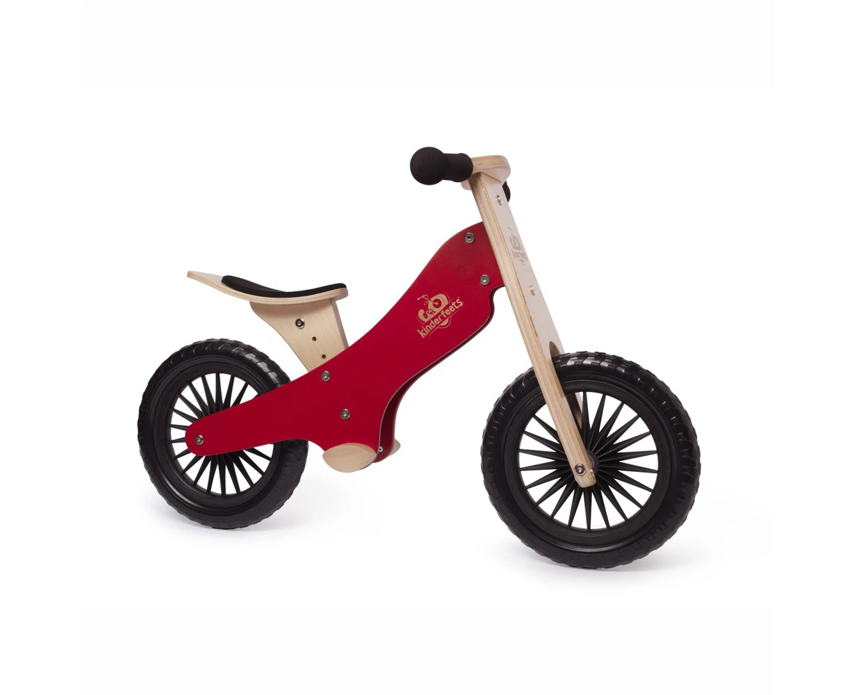 Kinderfeets 84cm Wood Balance Bike Kids/Children Ride-On Toy Cherry Red 2y+