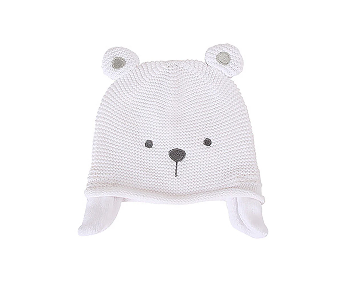 White Knit Bear Hat 44-48cm Novelty Cuddly Soft Baby/Infant Dress-Up Costume