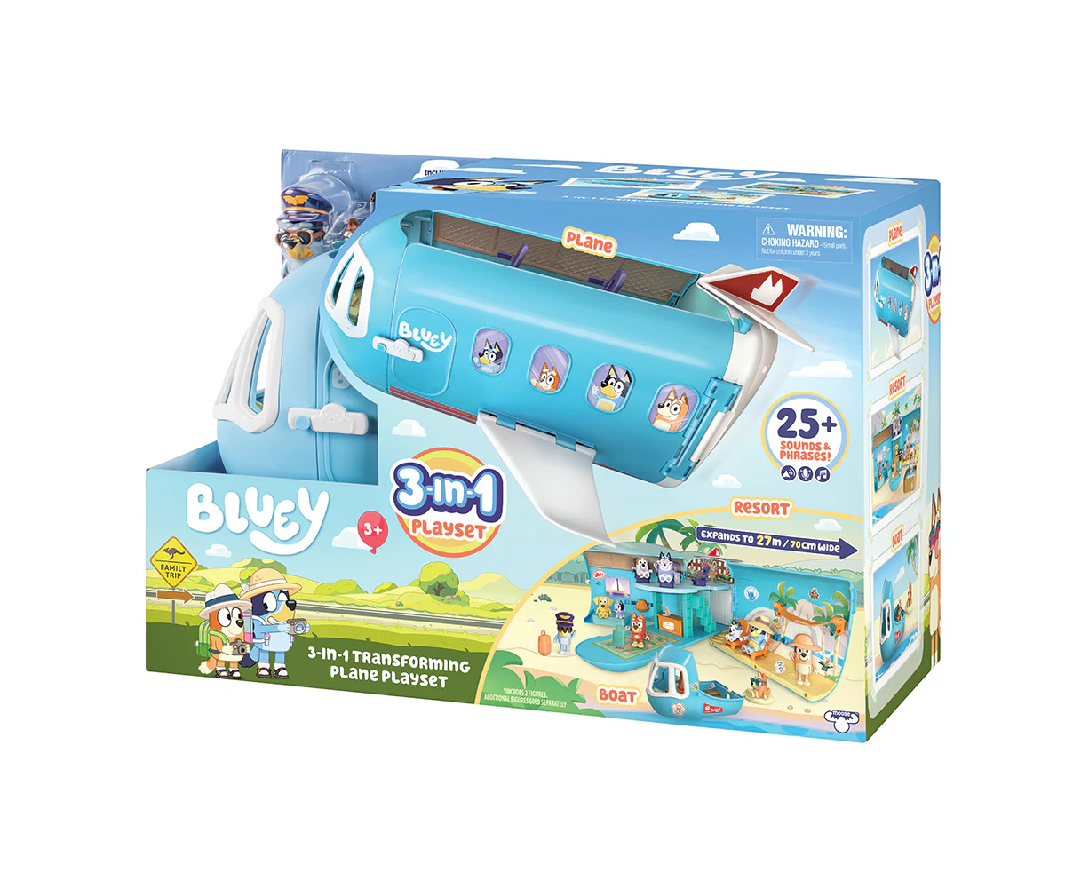 Bluey S11 3-In-1 Transforming Airplane w/ Figures Playset Kids/Children Toy 3y+