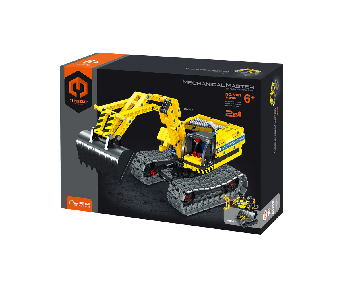 342pc iM.Master 2-in-1 Excavator To Robot Building Blocks Kids Toy Set Yellow 6+