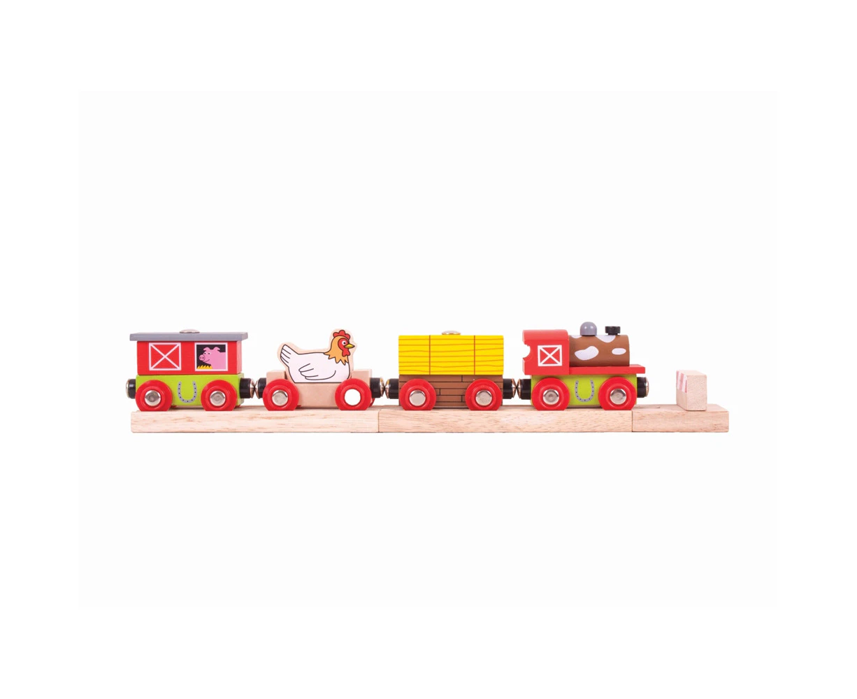 Bigjigs Rail 30cm Farmyard Train Kids/Children Interactive Wooden Toy Set 3y+