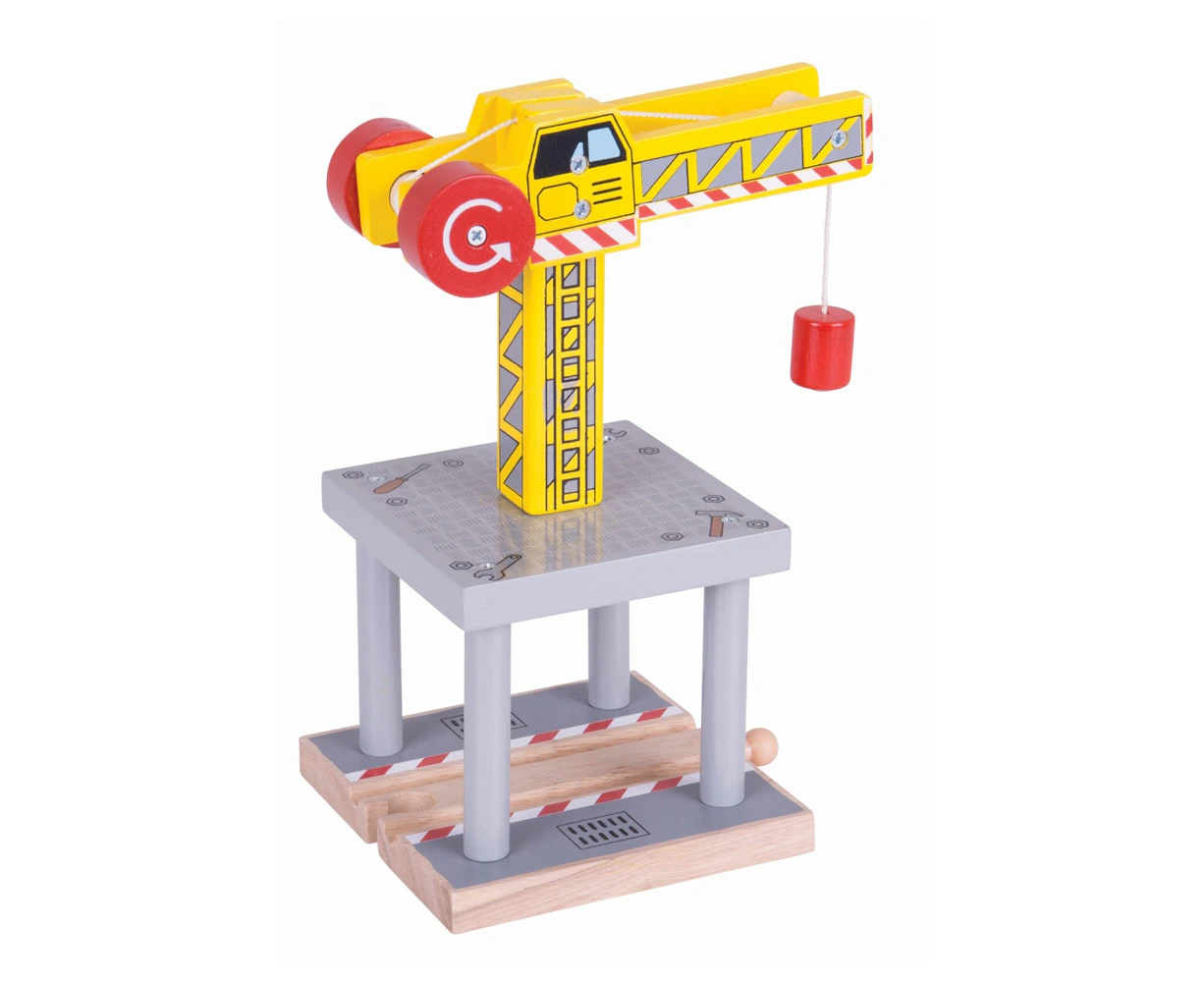 Bigjigs Rail 21cm Big Yellow Crane Kids Wooden Toy Train/Railway Accessory 3y+