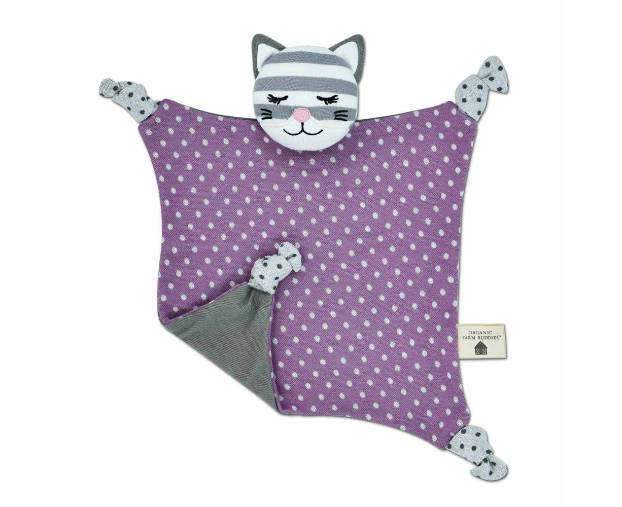 Organic Farm Buddies Cotton 30.5cm Blankie/Blanket Maude The Kitty Baby 0m+