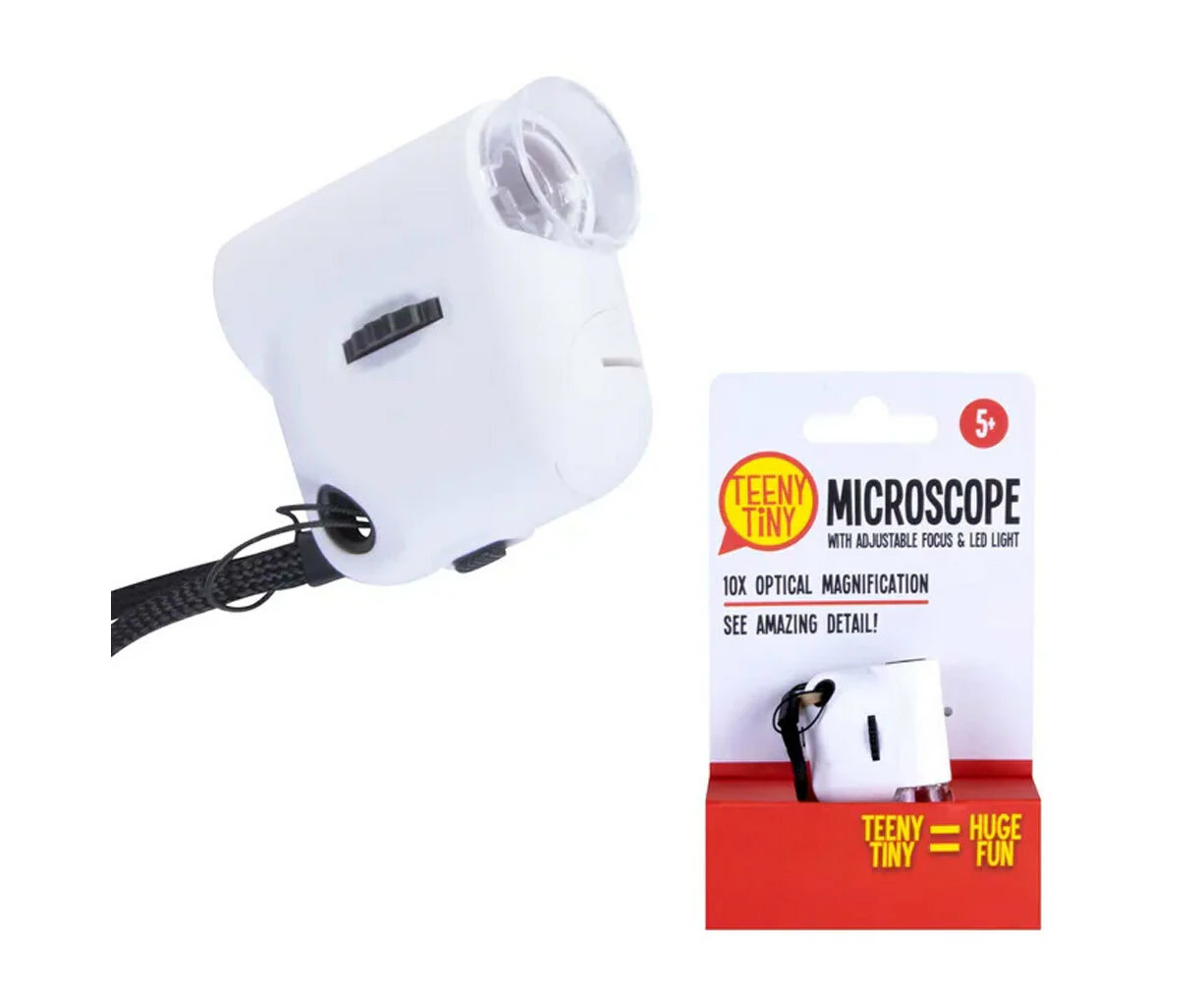 Teeny Tiny 4.5cm Mini Microscope w/LED Light/Adjustable Focus Kids Toy 5y+ White