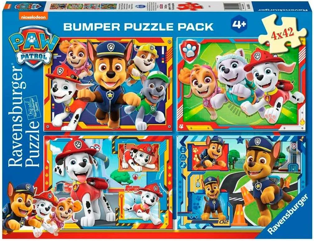 4x42pc Ravensburger Paw Patrol Team Bumper Jigsaw Puzzle Game 36x26cm Kids 3+