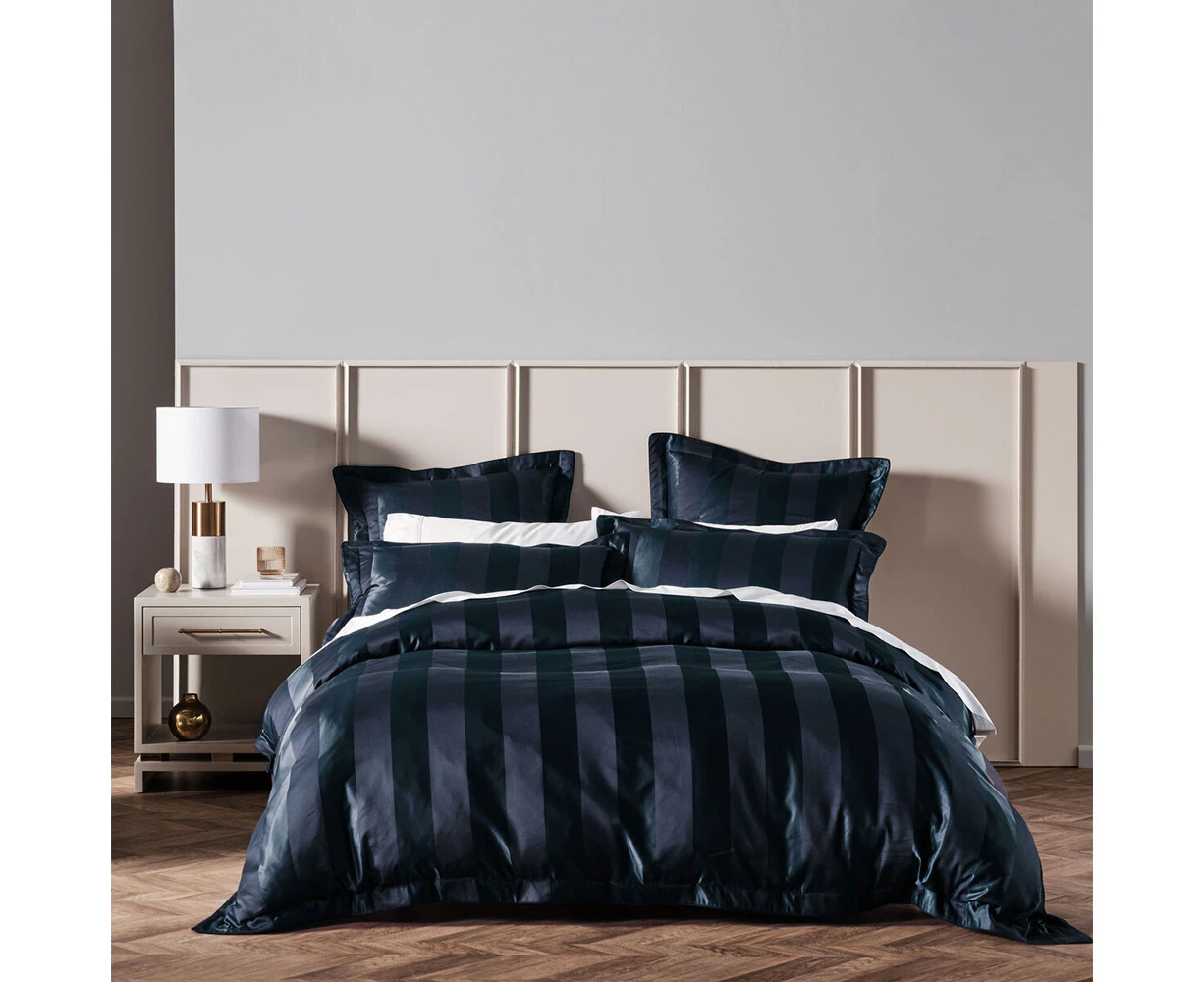 Grace by Linen House Francesco Cotton Quilt Cover/Pillowcase Set Navy