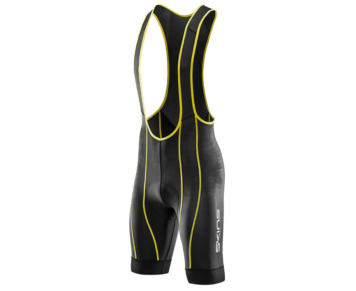 SKINS Cycle/Cycling SPF50+ Men's Heritage Bib Shorts Bike Sportswear Black/Zest - Black