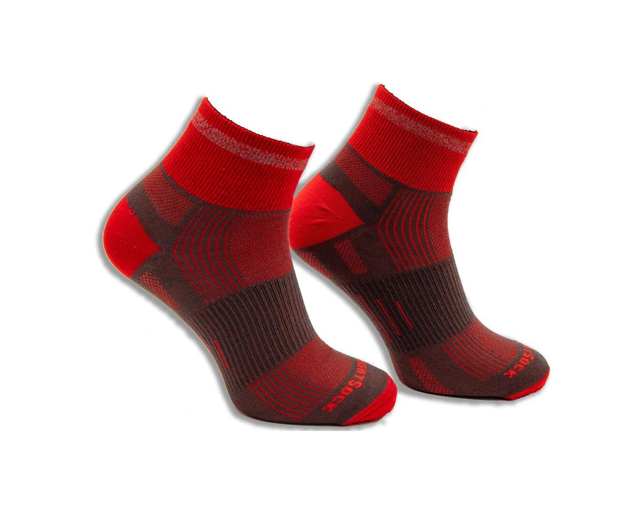 Wrightsock Eco Run Reflective Quarter Grey/Red Unisex Running/Active Socks - Grey/Red