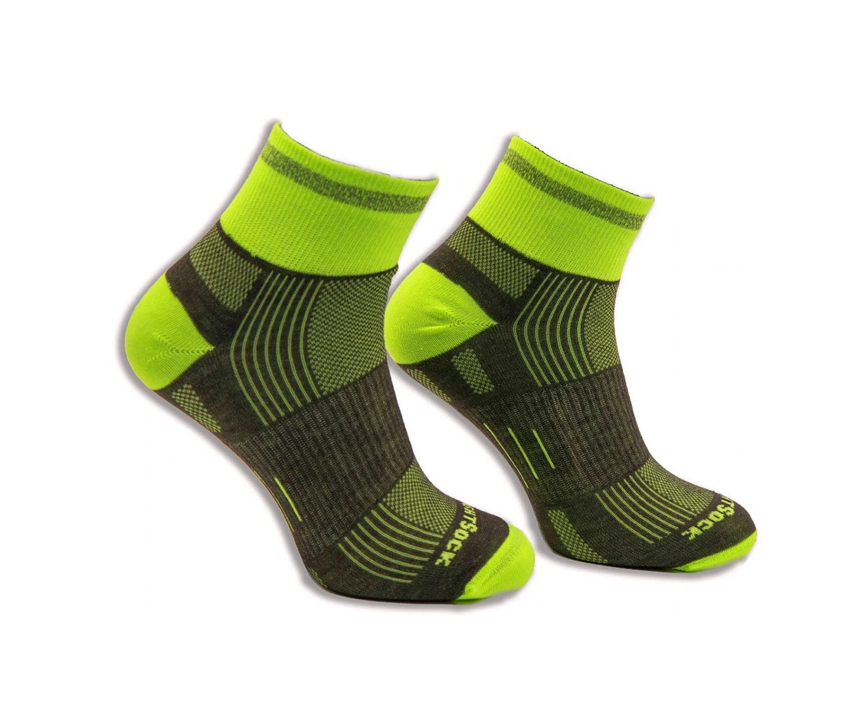 Wrightsock Eco Run Reflective Grey/Yellow Running/Active Socks - Grey/Yellow