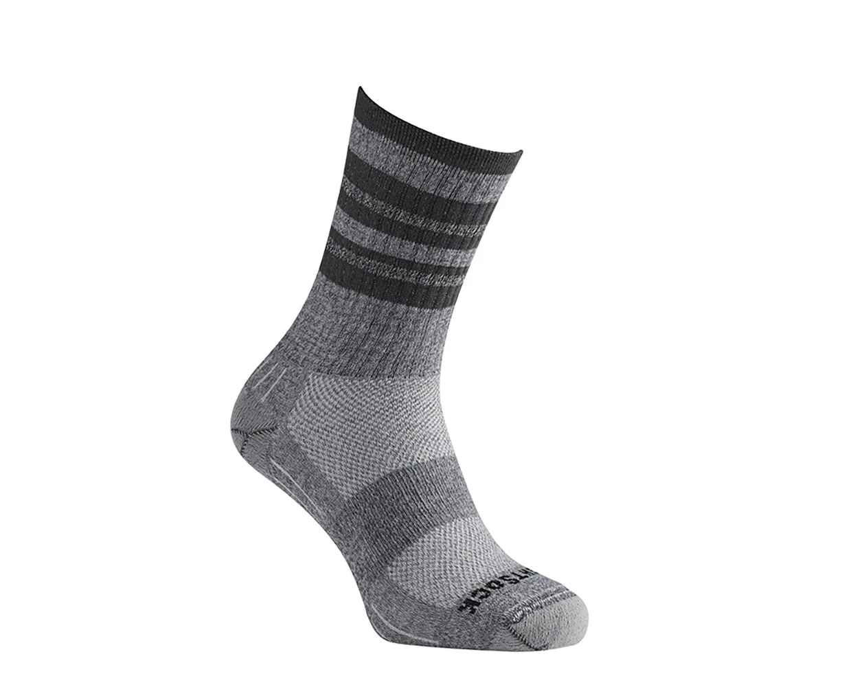 Wrightsock Escape Crew Length Ash Twist Stripes Unisex Outdoor Hiking Socks - Ash Twist Stripes