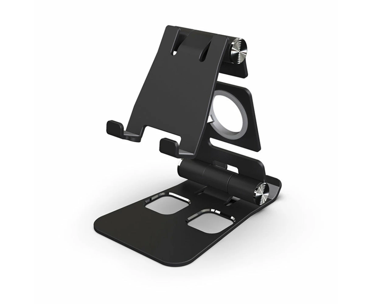 Foldable Portable 3-in-1 Tablet and Phone Holder for Table and Desktop - Black