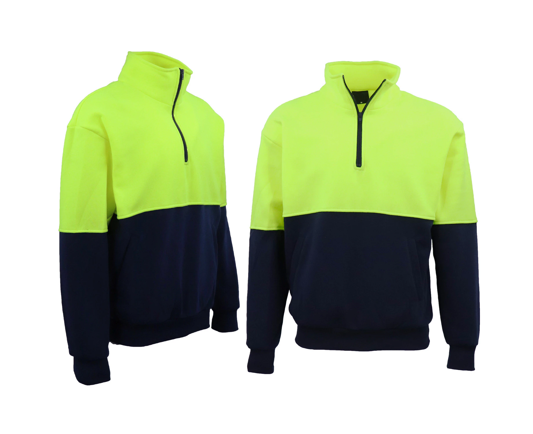 Hi Vis Fleece Lined Half Zip Pullover Jumper Safety Workwear