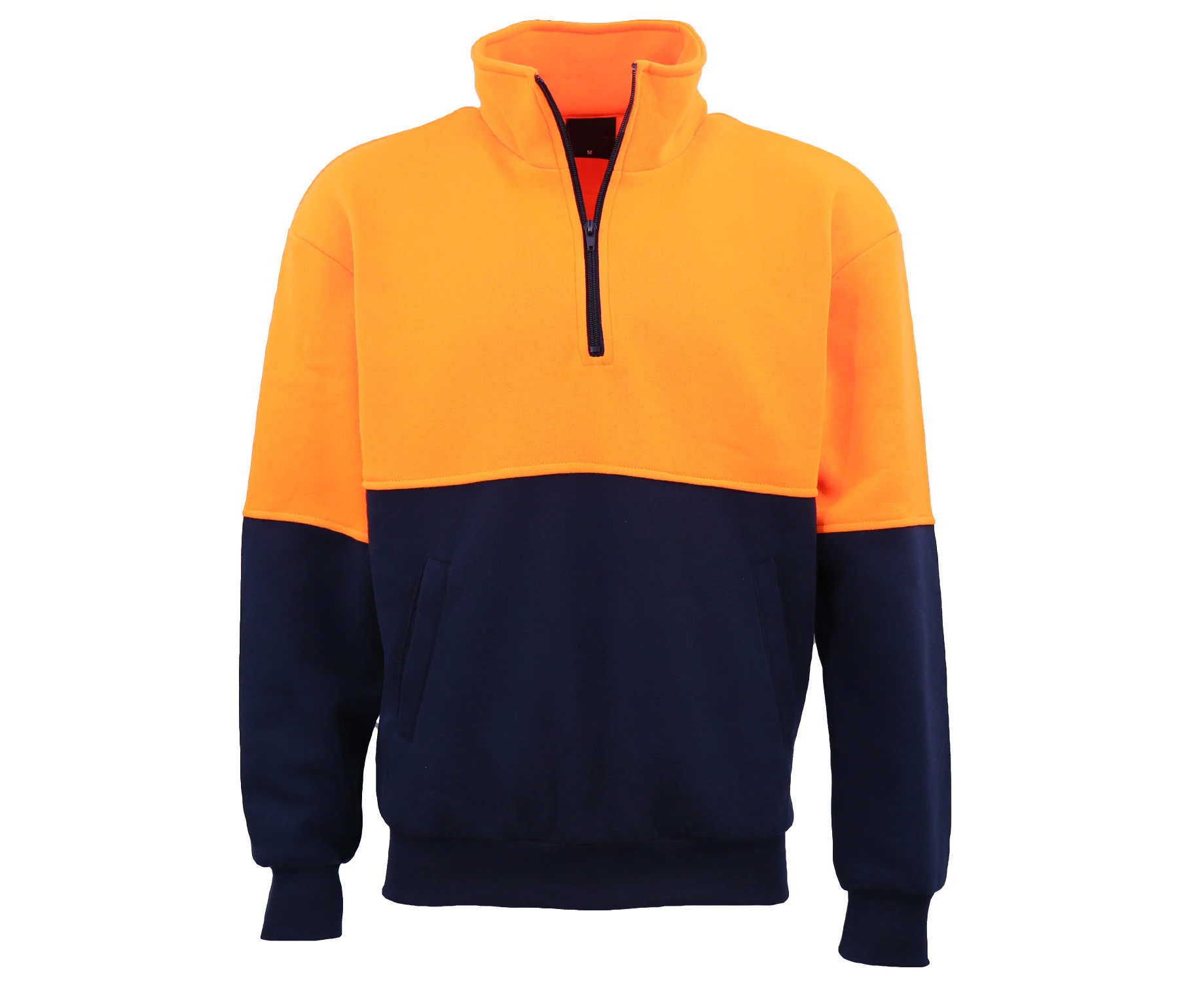 Hi Vis Fleece Lined Half Zip Pullover Jumper Safety Workwear