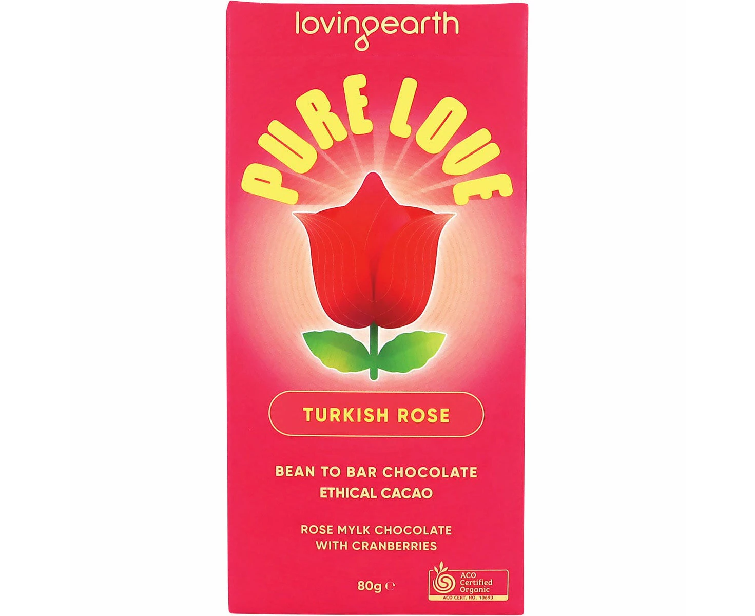 Loving Earth Turkish Rose Cashew Mylk Chocolate With Cranberries 80g