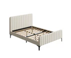 Oikiture Bed Frame Double Size Velvet Fabric ROYO