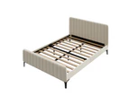 Oikiture Bed Frame Double Size Velvet Fabric ROYO