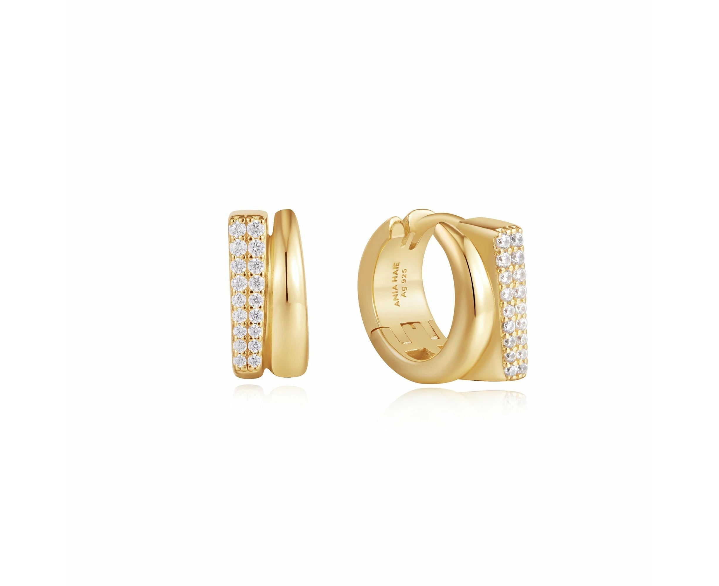 Ania Haie Gold Pave Double Huggie Hoop Earrings