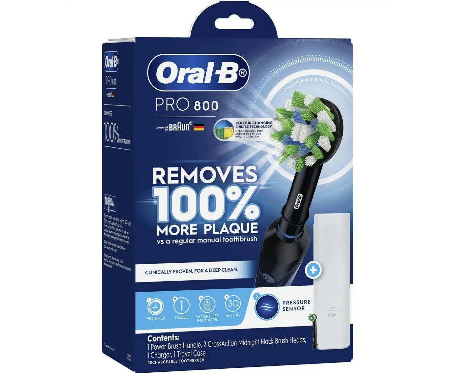 Oral B Pro 800 Electric Toothbrush Black Cross Action