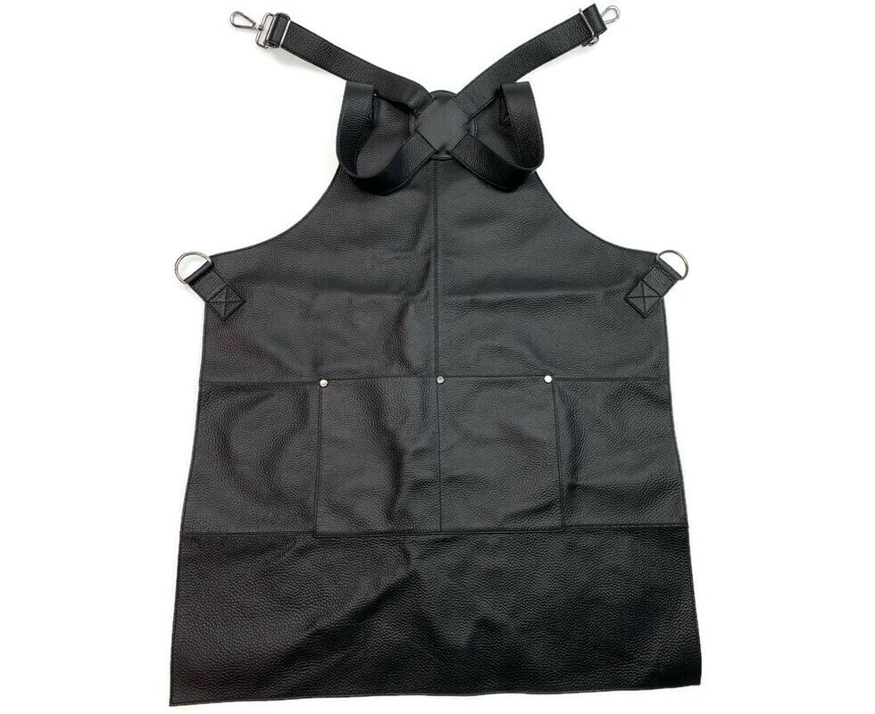 BUFFALO LEATHER APRON Cooking Chef Hairdresser Waterproof Durable Quality - Black