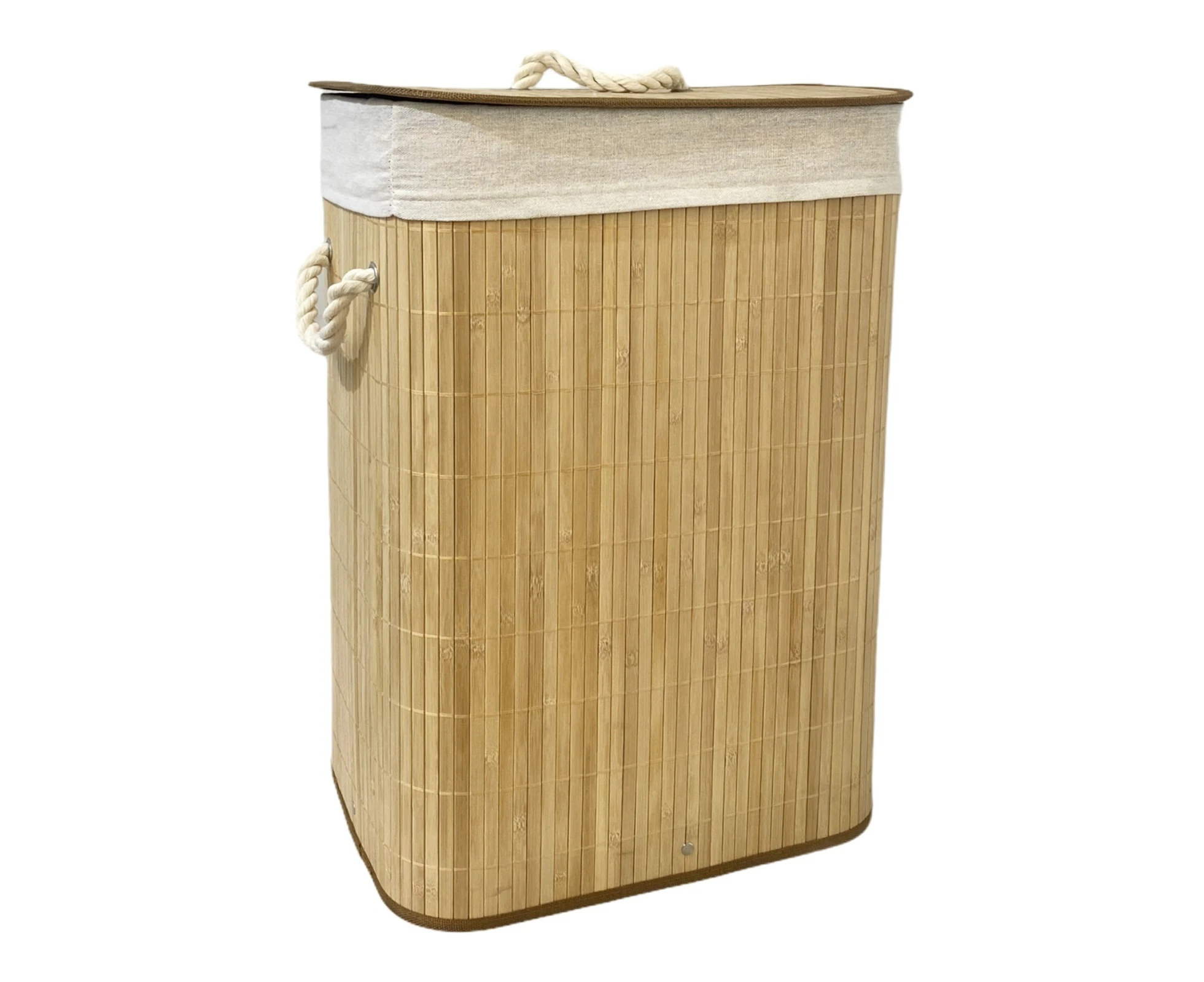 Collapsible Rectangular Bamboo Laundry Basket Clothes Bin Washing Hamper