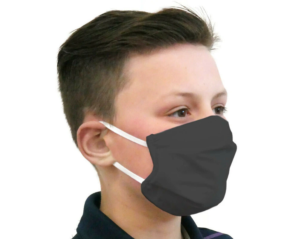 TIGERPLAST Kids Fabric Face Mask Washable Reusable Mask Protect Mouth Cover - Black